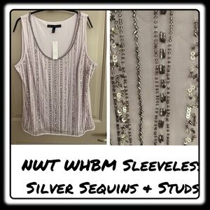 NWT WHBM lilac & silver sleeveless tank. Gorgeous detailing. Size Large